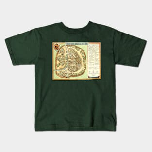 Antique Aerial View City Map of Moscow, Russia, 1662 Kids T-Shirt